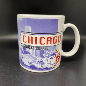 Starbucks Coffee Chicago Cup Mug 1998 with Fountain, Skyline, Landmark Names
